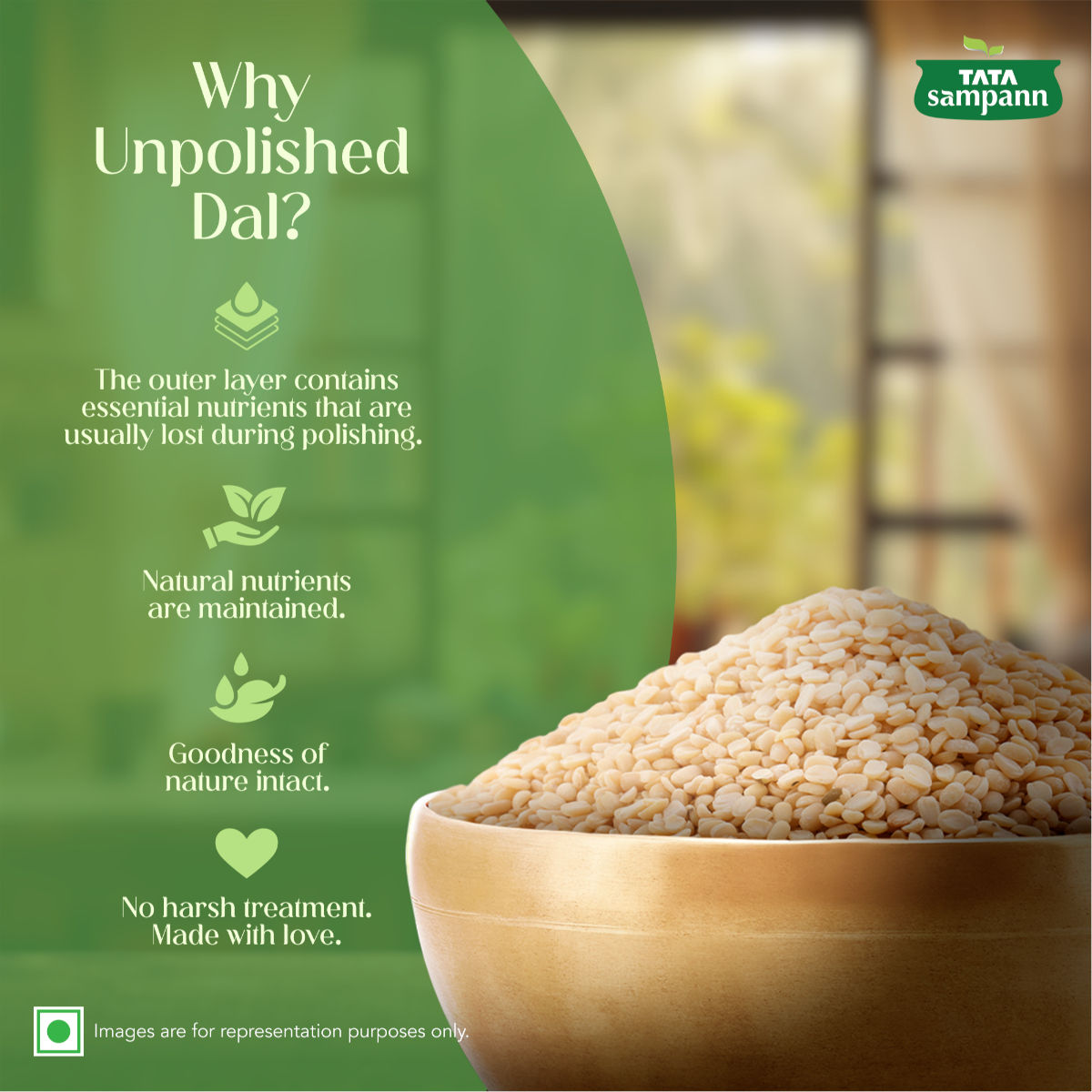 Tata Sampann Unpolished Toor Dal/Arhar Dal 1kg, Unpolished Urad Dal 500gms & High Protien Chana Dal - Split 500 gms Combo