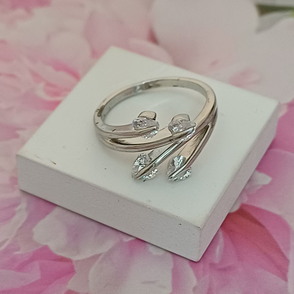 4 Diamond Ring- Flexible Size-Chrome