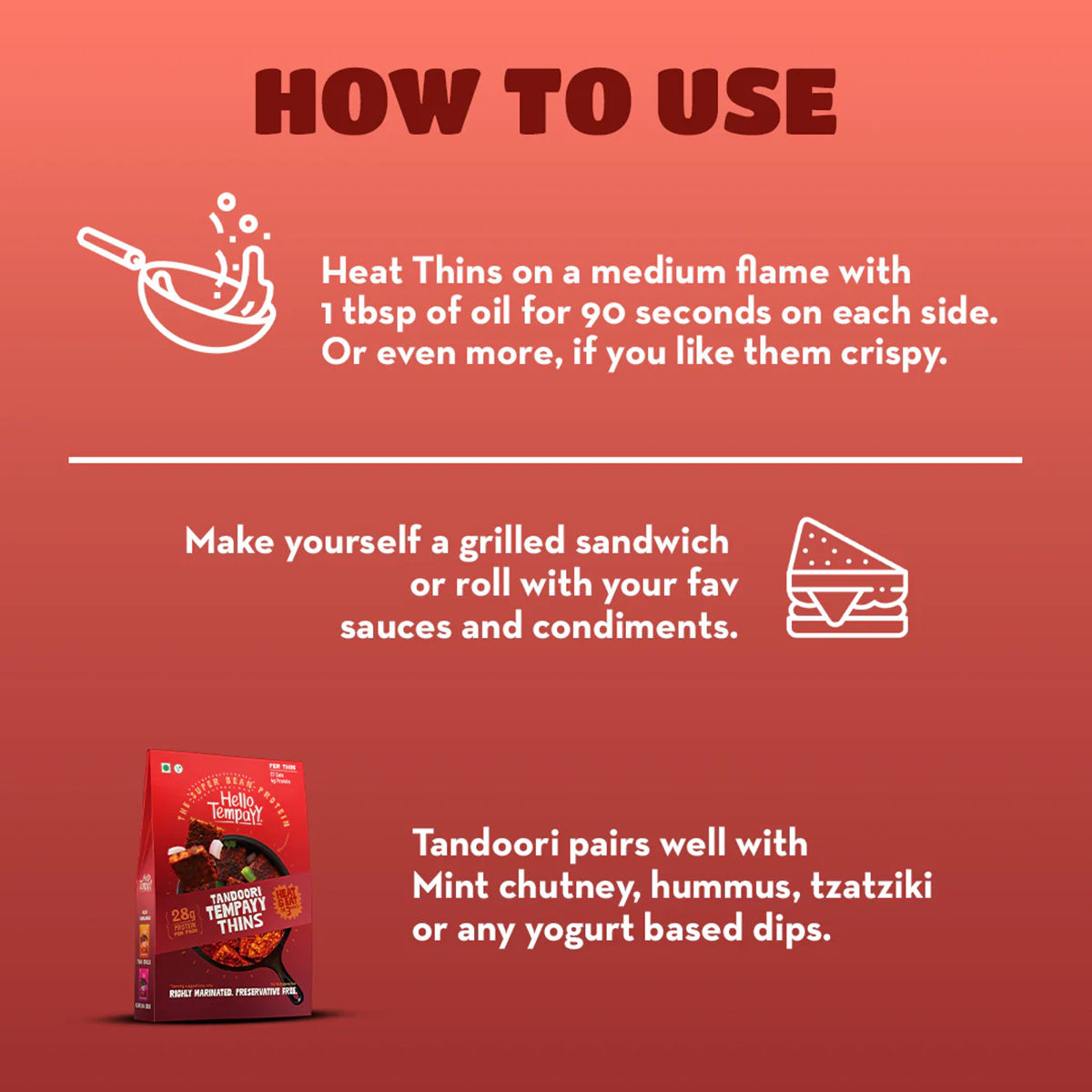 Hello Tempayy  Protein Tandoori Tempeh Thins - Sandwiches & Wraps