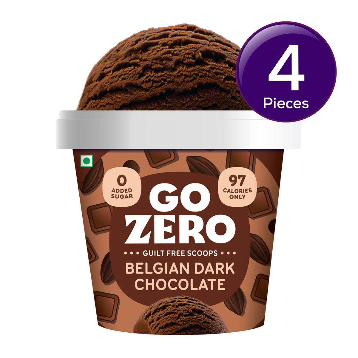 Go Zero Belgian Dark Chocolate Low Calorie Guilt Free Ice Cream Cup 100 ml Combo