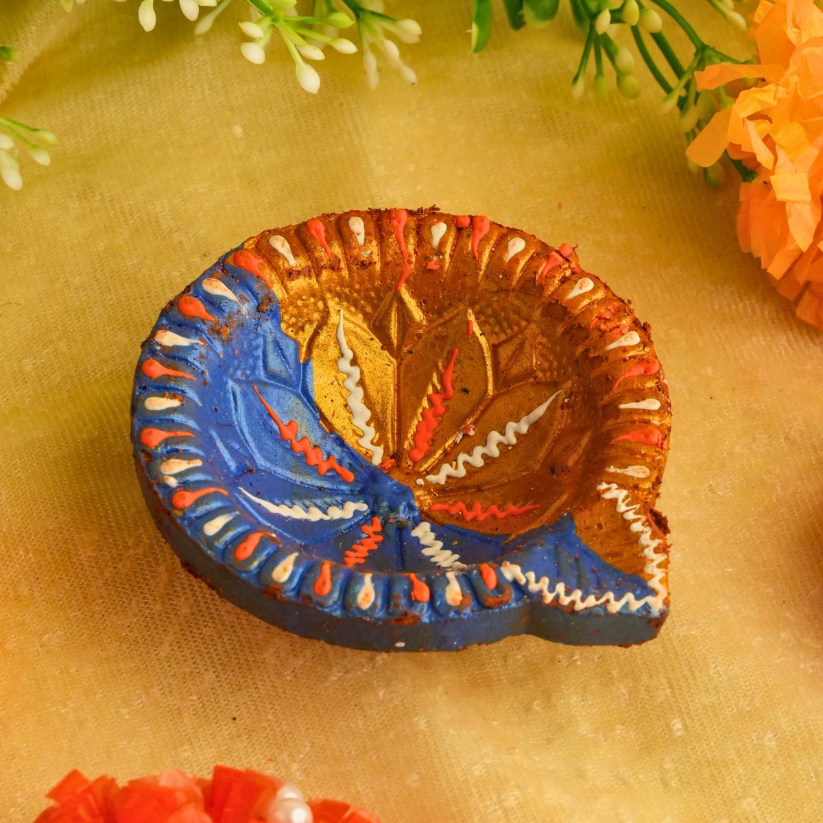 Shruti Creations Decorative Clay Diya Dahlia - Pack Of 4