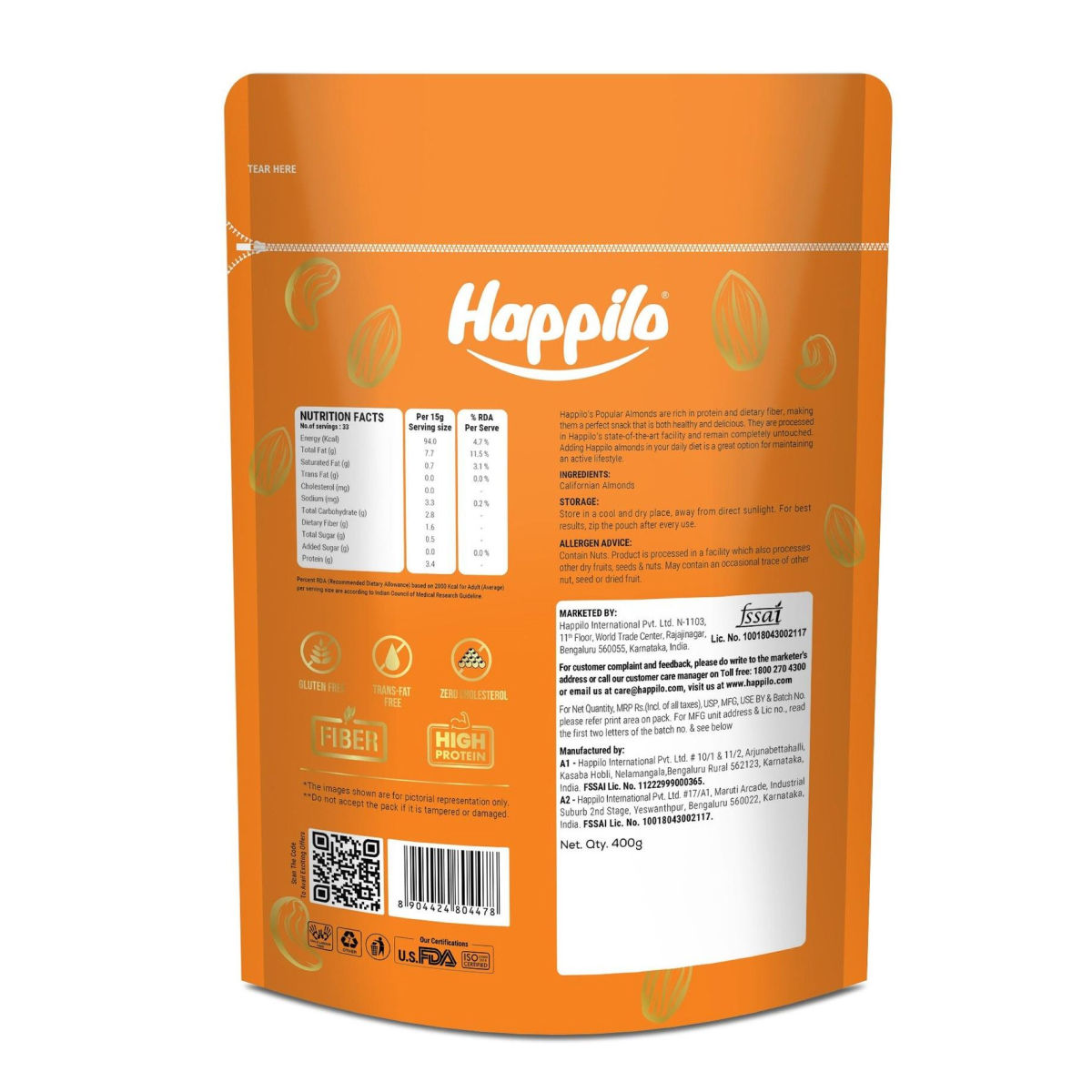 Happilo Natural Popular Californian Almonds