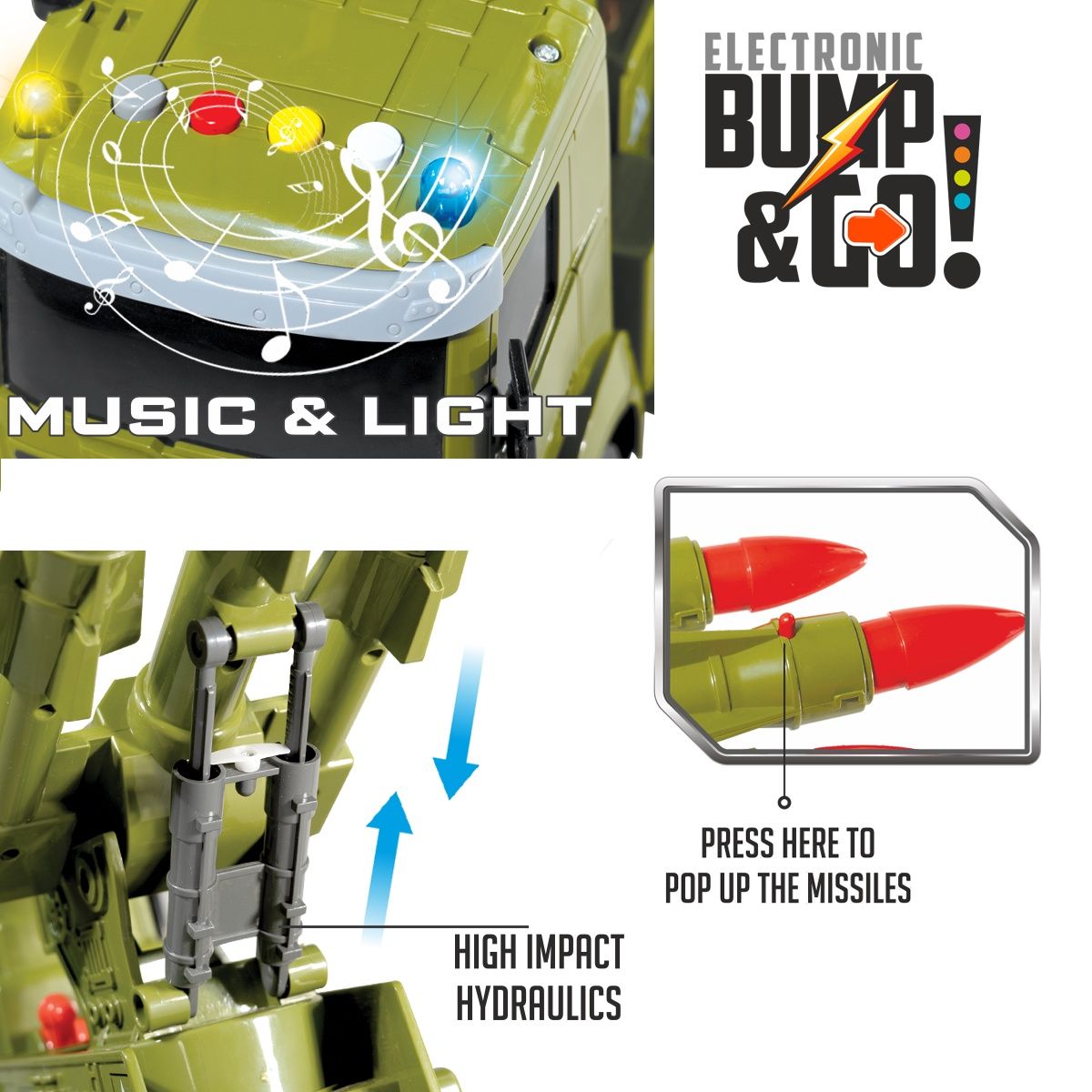 Itoys Bump N Go Missile Launcher (Colour May Vary)
