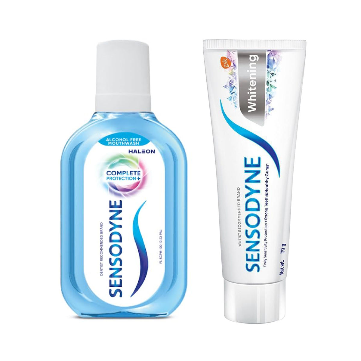 Sensodyne Mouthwash Complete Protection+ (100ml) & Sensodyne Toothpaste Whitening, Sensitive Tooth Paste To Restore Natural Whiteness, 70 Gm (70g) Combo