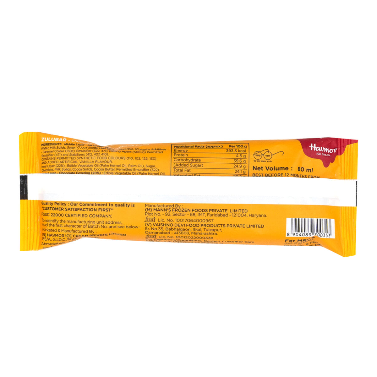 Havmor Zulubar Ice Cream Candy Stick 80 ml Combo