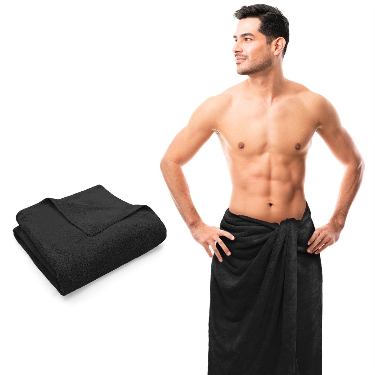 Sassoon Microfiber Large Bath Towel | Black | 70 x 145 cm