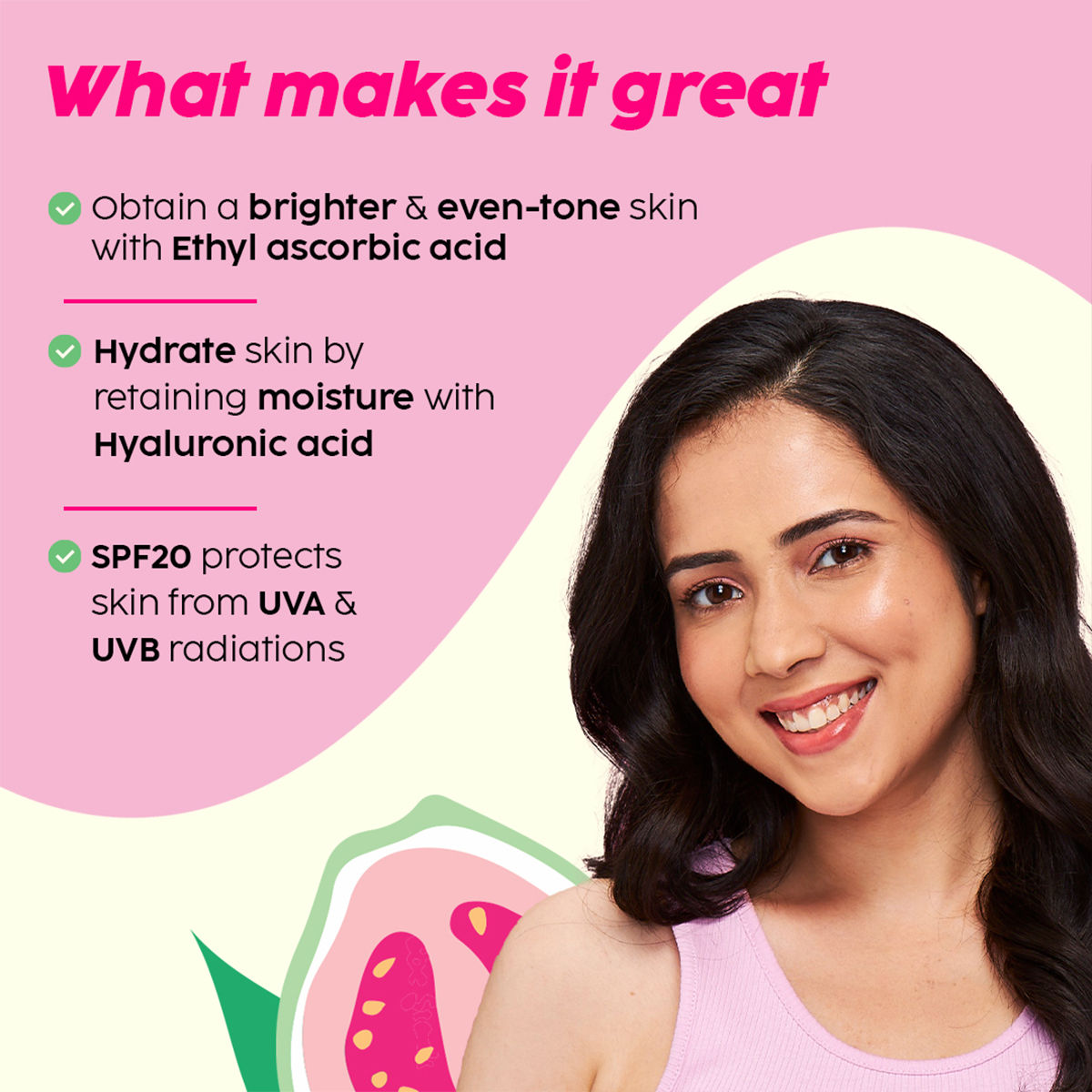 Plix Guava Glow Smoothie Moisturizer For Brighter Skin With Vitamin C & ALA, Promotes Hydration