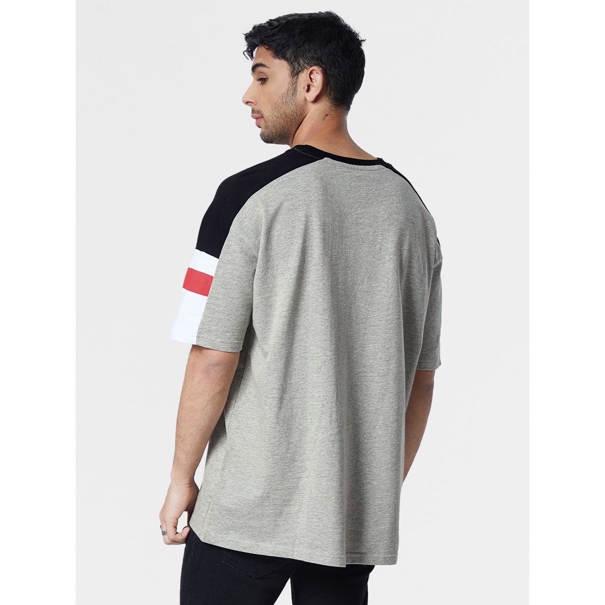 The Souled Store Men's Superman Logo (3D) Oversized T-shirt | Grey - M