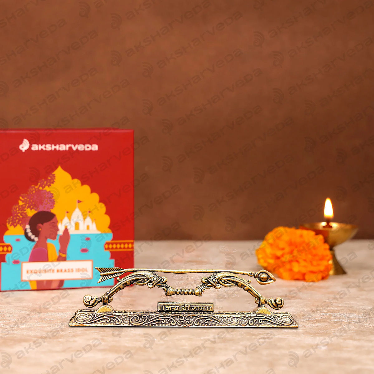 Aksharveda Intricately Designed Lord Shri Ram Dhanush | 4 inch