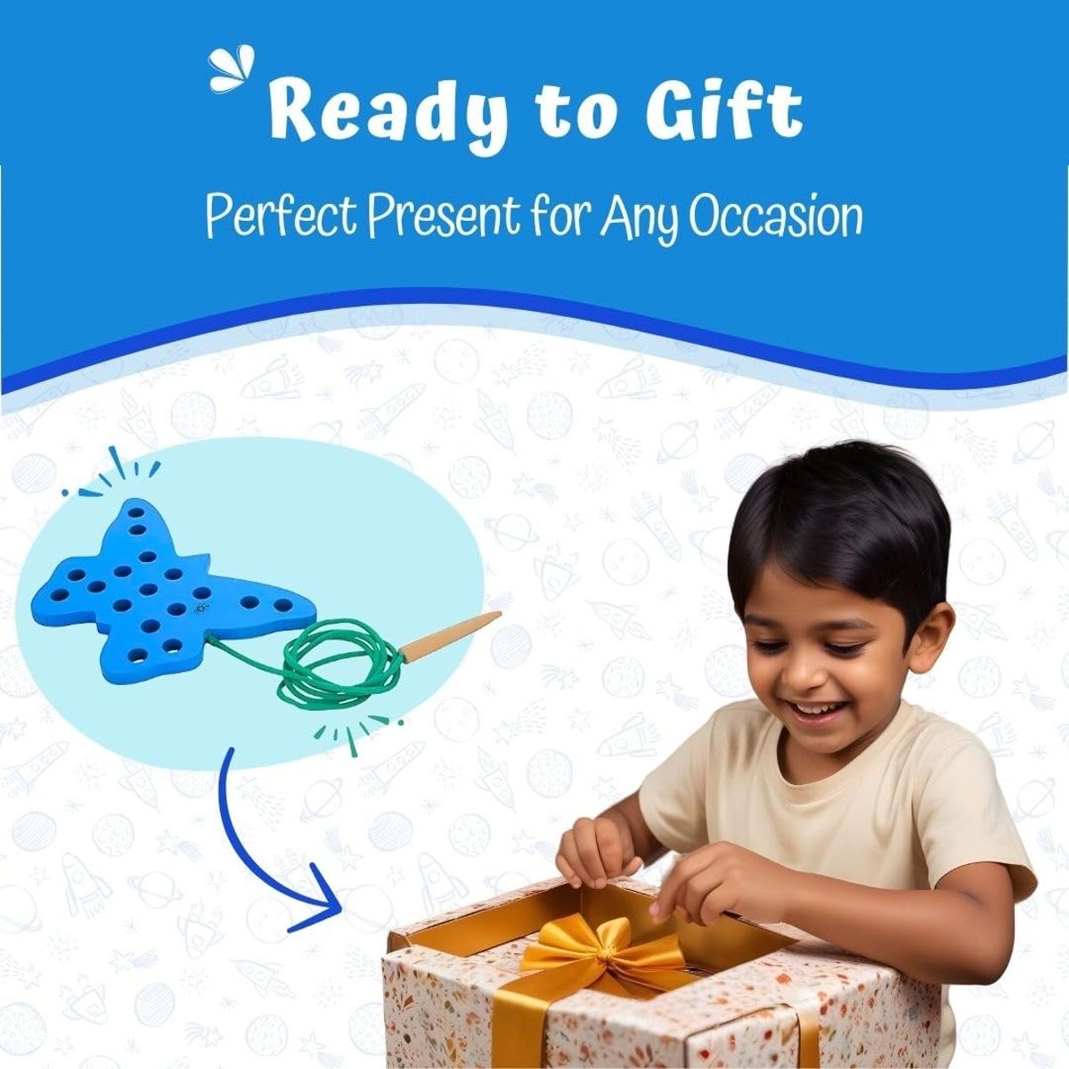 Skillofun Butterfly Lacing Toy | MontesBAUi Activity Toy for Toddlers Fine Motor Skills Development