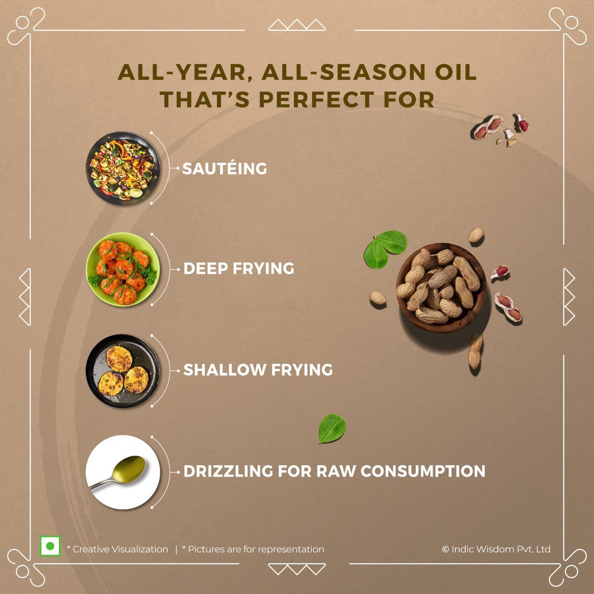 Indic Wisdom Wood Pressed Groundnut Oil | Cold Pressed - Extracted on Wooden Churner