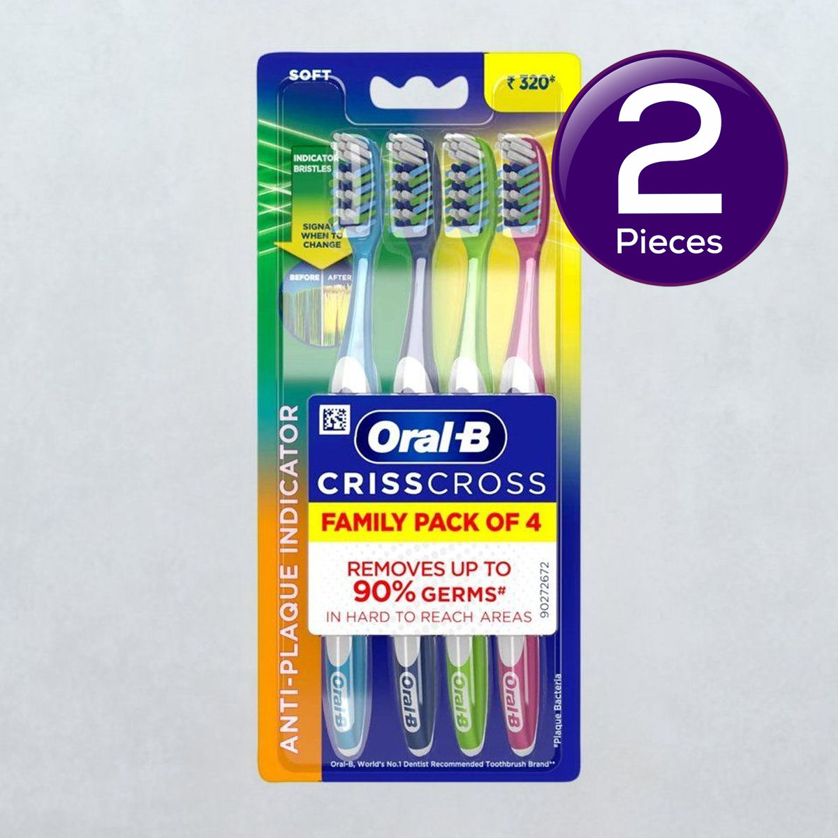 Oral-B Criss Cross of 4 Soft Toothbrushes 4 pc Combo