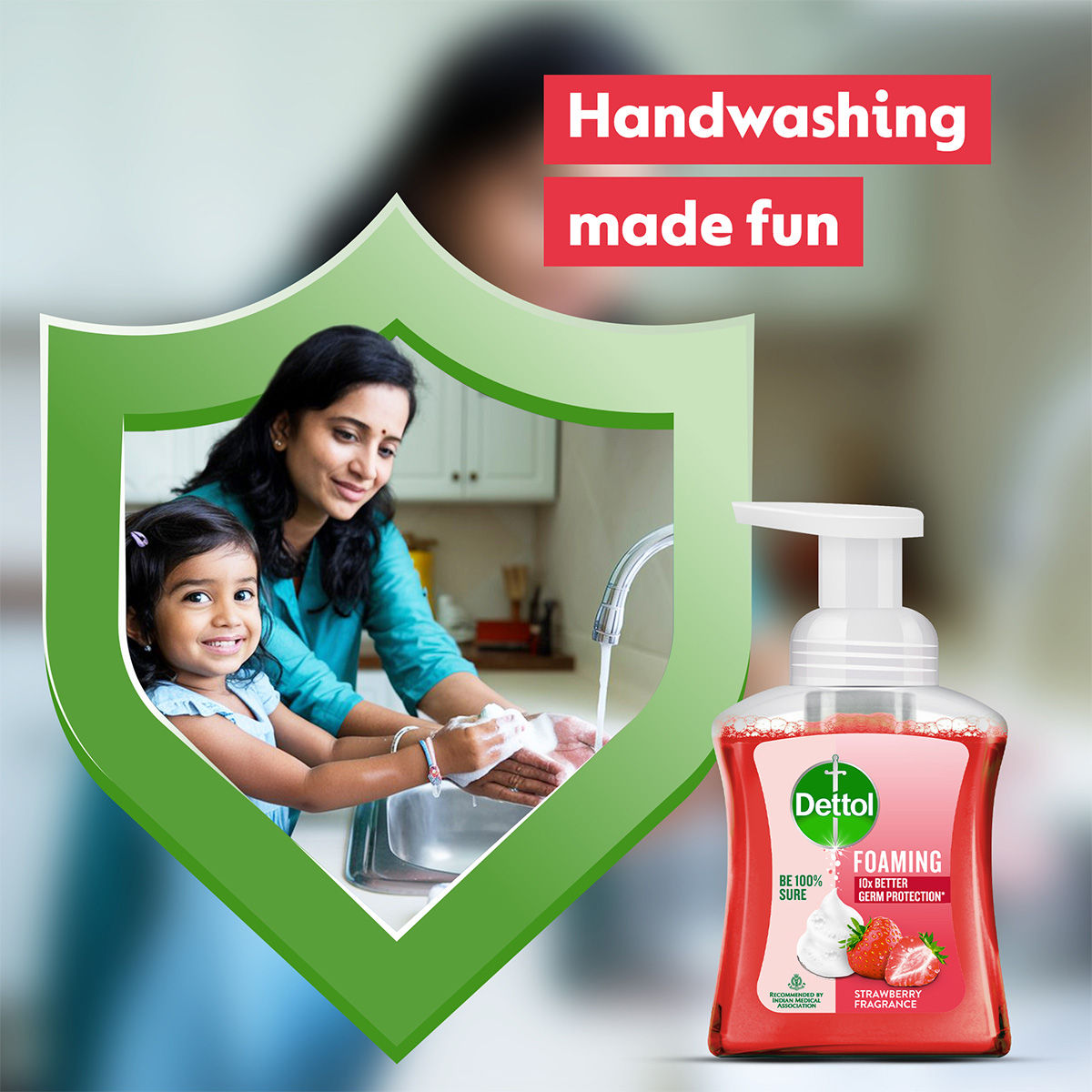 Dettol Strawberry Foaming Hand Wash | Pump and Refill Combo 450 ml X 2 Combo