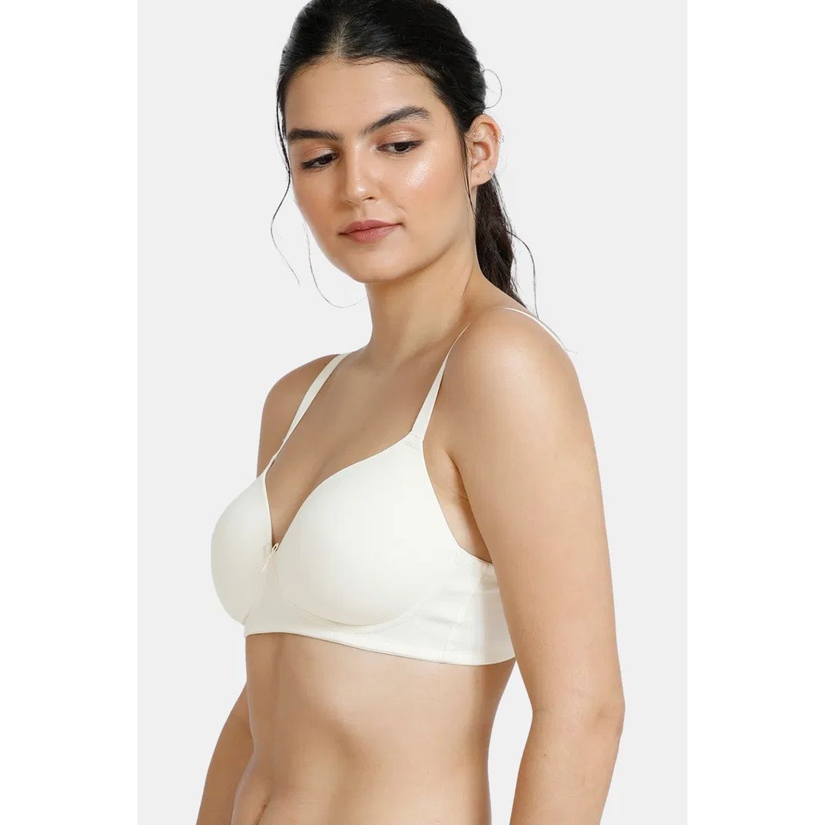 Zivame Women's Padded Non Wired 3/4th Coverage T-Shirt Bra | White - 38C
