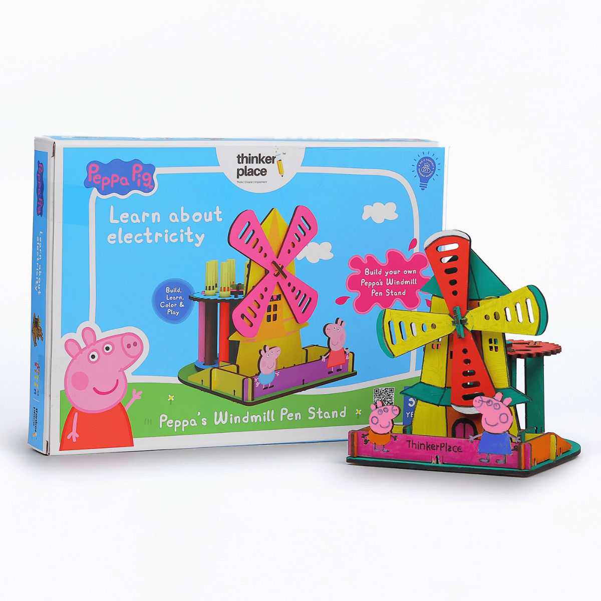 ThinkerPlace Peppa Pig DIY Windmill Pen Stand | Rotating Pen Stand & Learn Electricity (Age 3+)