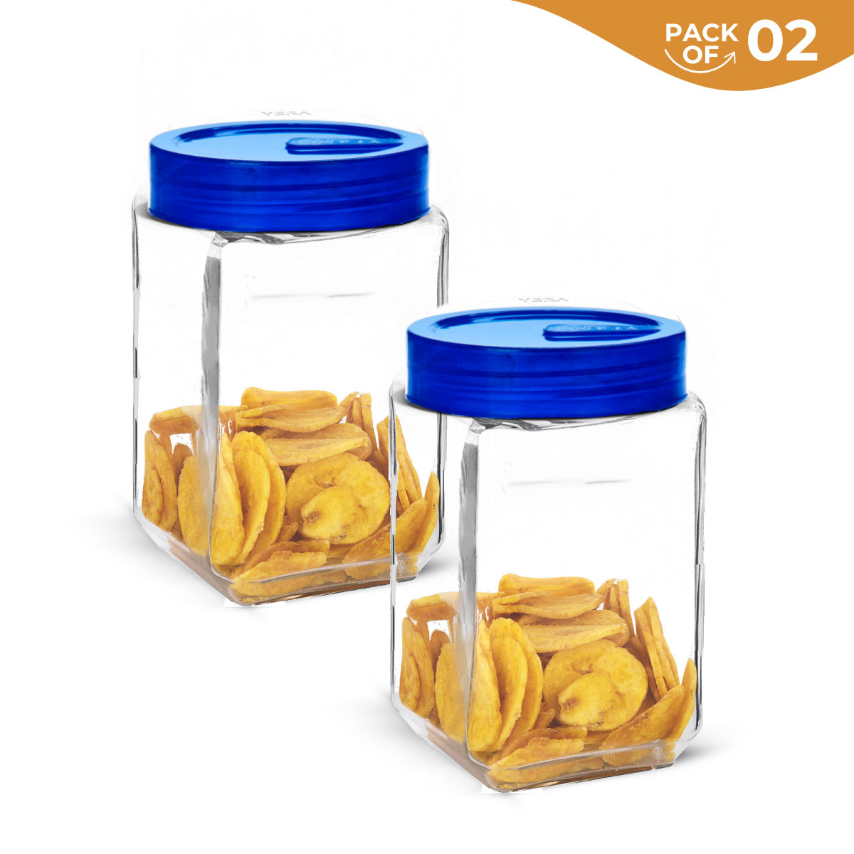 Yera Everyday Storage Jars Square 1100 ml (Each) Set Of 2 pcs