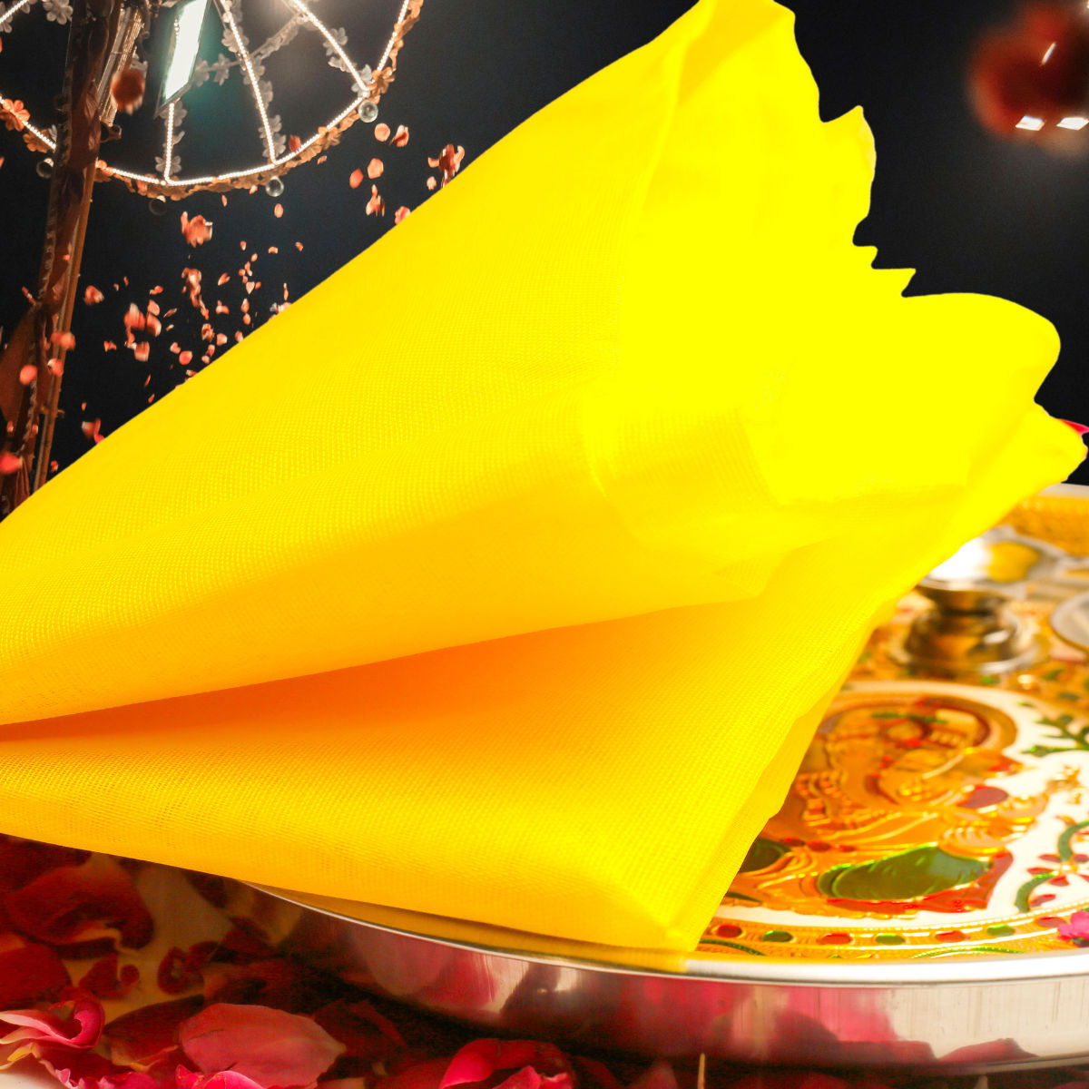 Divine Vibes Pooja Cloth 1.25 Meter - Yellow