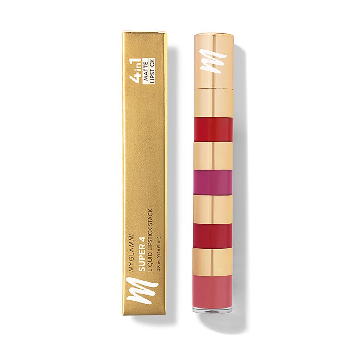 Myglamm Super 4-In-1 Matte Liquid Lipstick Stack - True Bolds