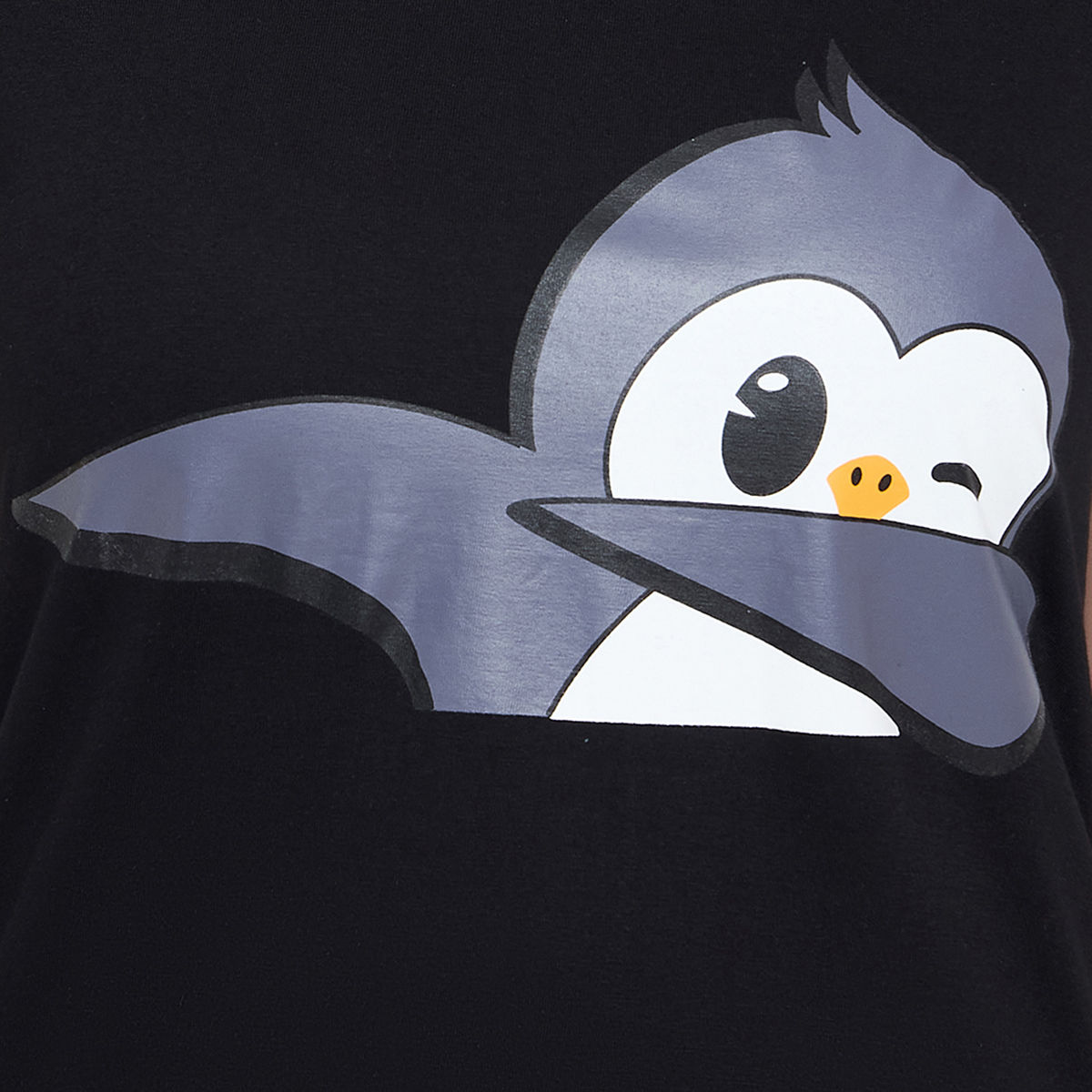 Clovia Dab Penguin Print Top & Solid Jogger Set - 100% Cotton(Black - Xxl)