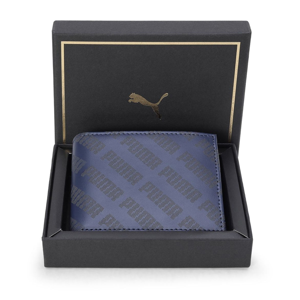 Puma Puma Unisex Bi-Fold Wallet | Blue | One Size(1pc) & Bold By Priyaasi Round Solitaire Gold-Plated Cufflinks For Men(2pc) Combo