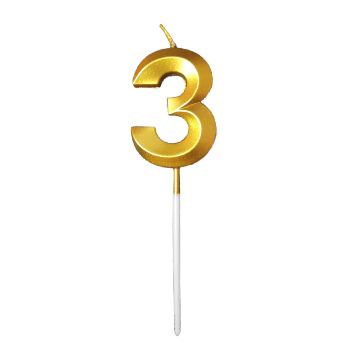 Chrome 3 Golden Number Candle