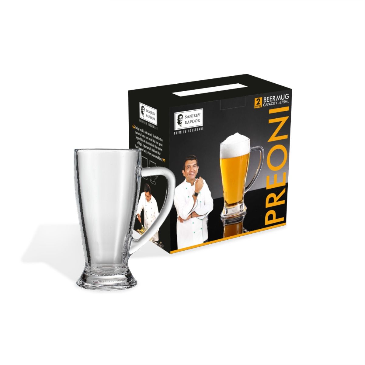 Sanjeev Kapoor Preoni Beer Mug 675 ml | Set of 2 Piece