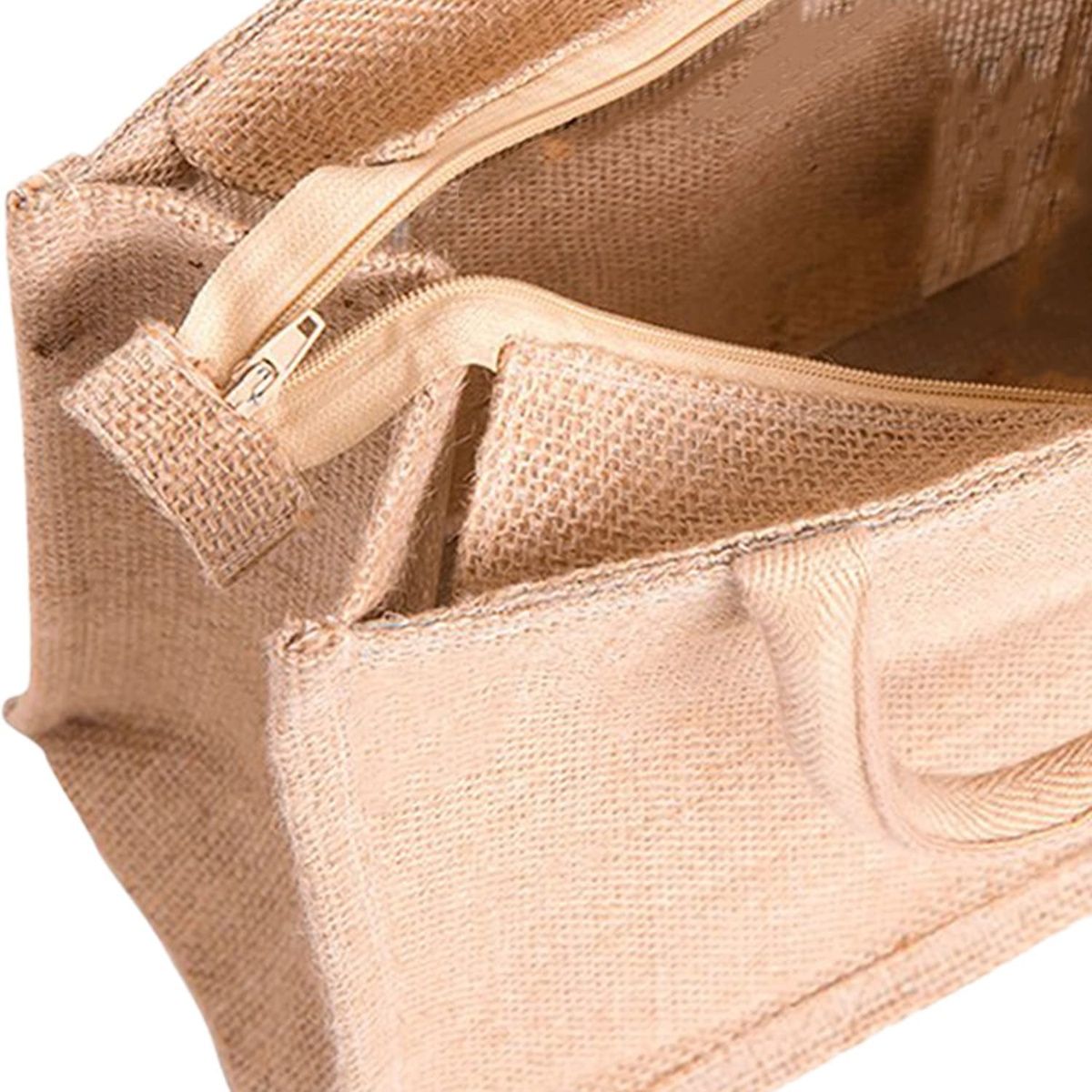 Kuber Industries Jute Eco-Friendly Shopping Bag with Zip & Handle for Daily Use (Brown)