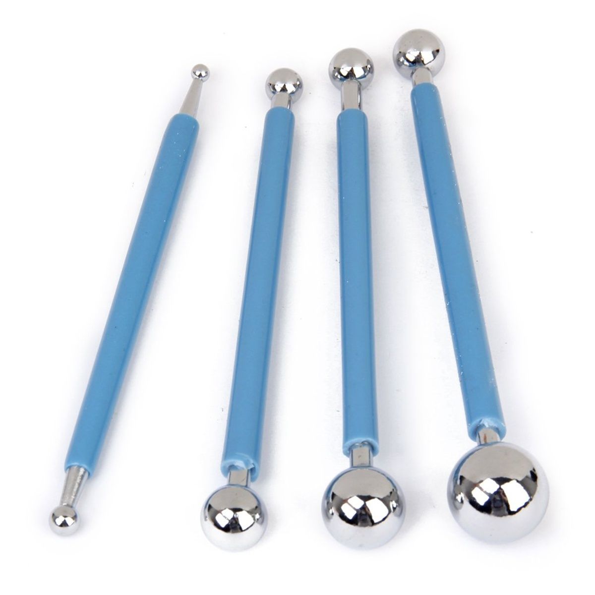 Chrome 4 Pcs Ball Tools Set for Clay Modeling, Dotting, Sculpting & Sugar Paste Cake Art