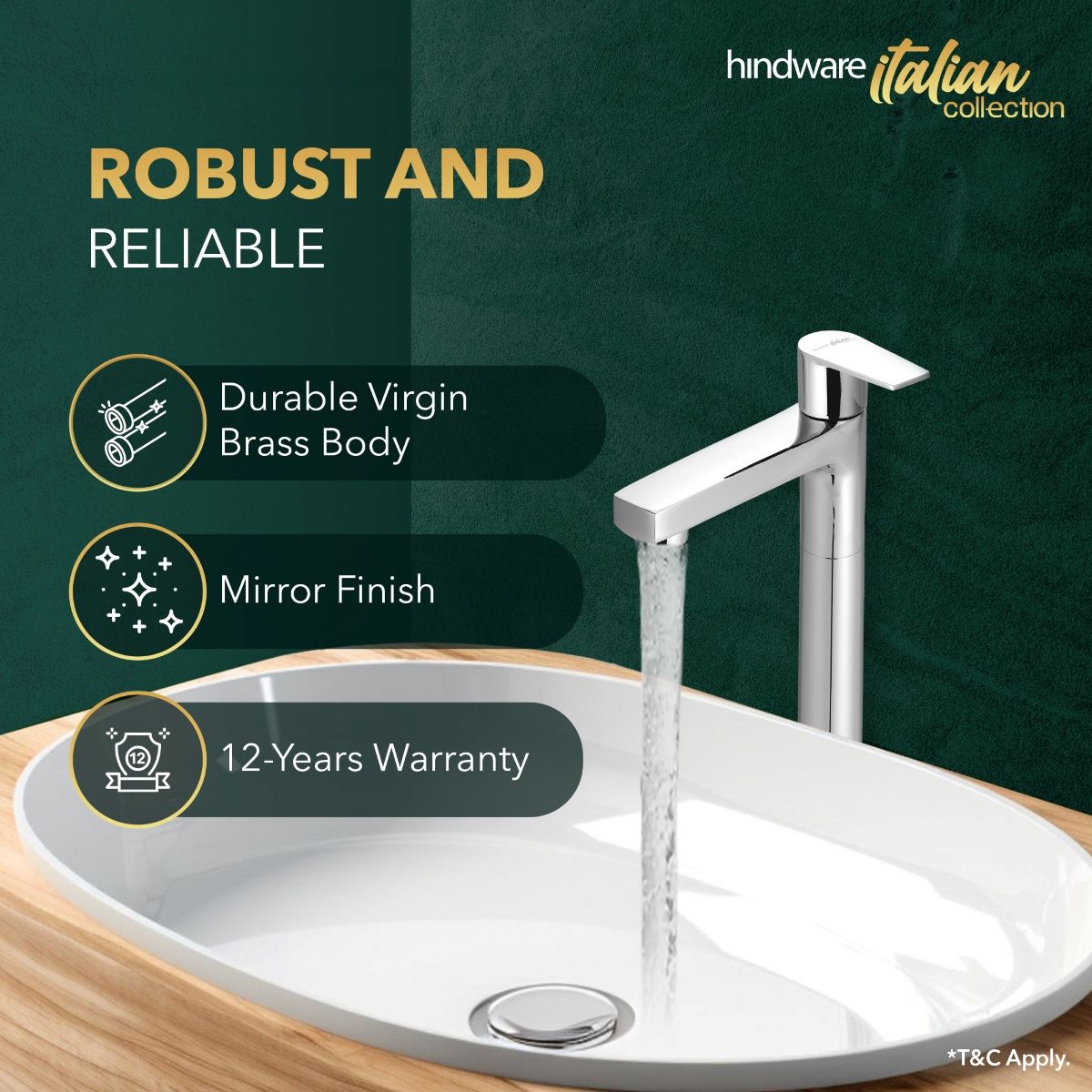 Hindware Element Wash Basin Tap | For Bathroom | Brass With Chrome Finish