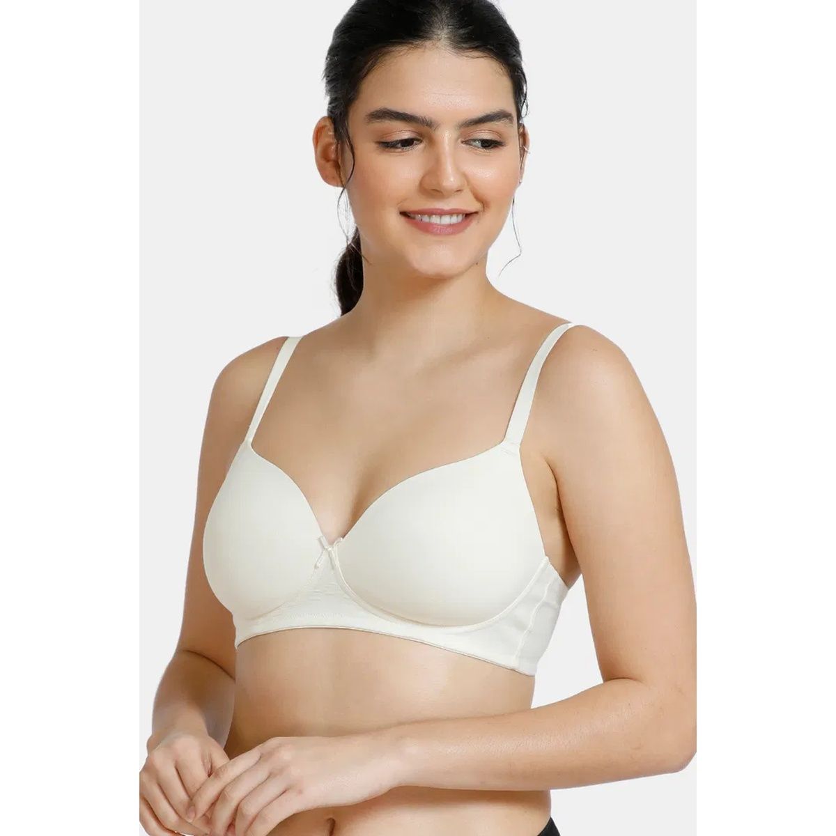 Zivame Women's Padded Non Wired 3/4th Coverage T-Shirt Bra | White - 38C