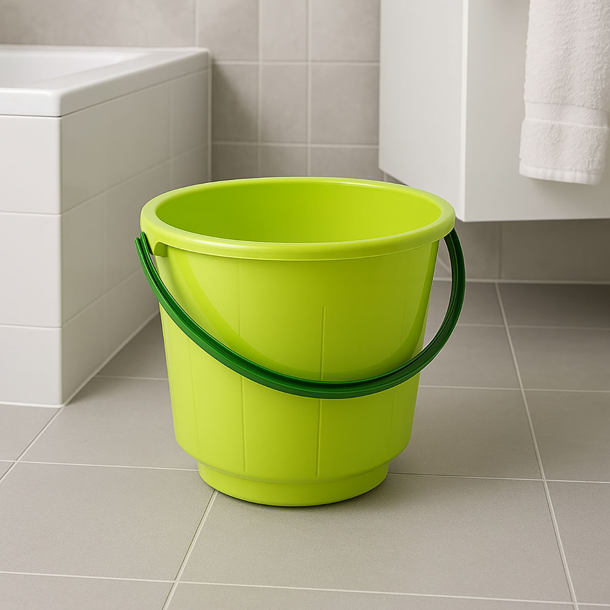 Kuber Industries Unbreakable Strong Plastic Bathroom Bucket 13 L (Green)