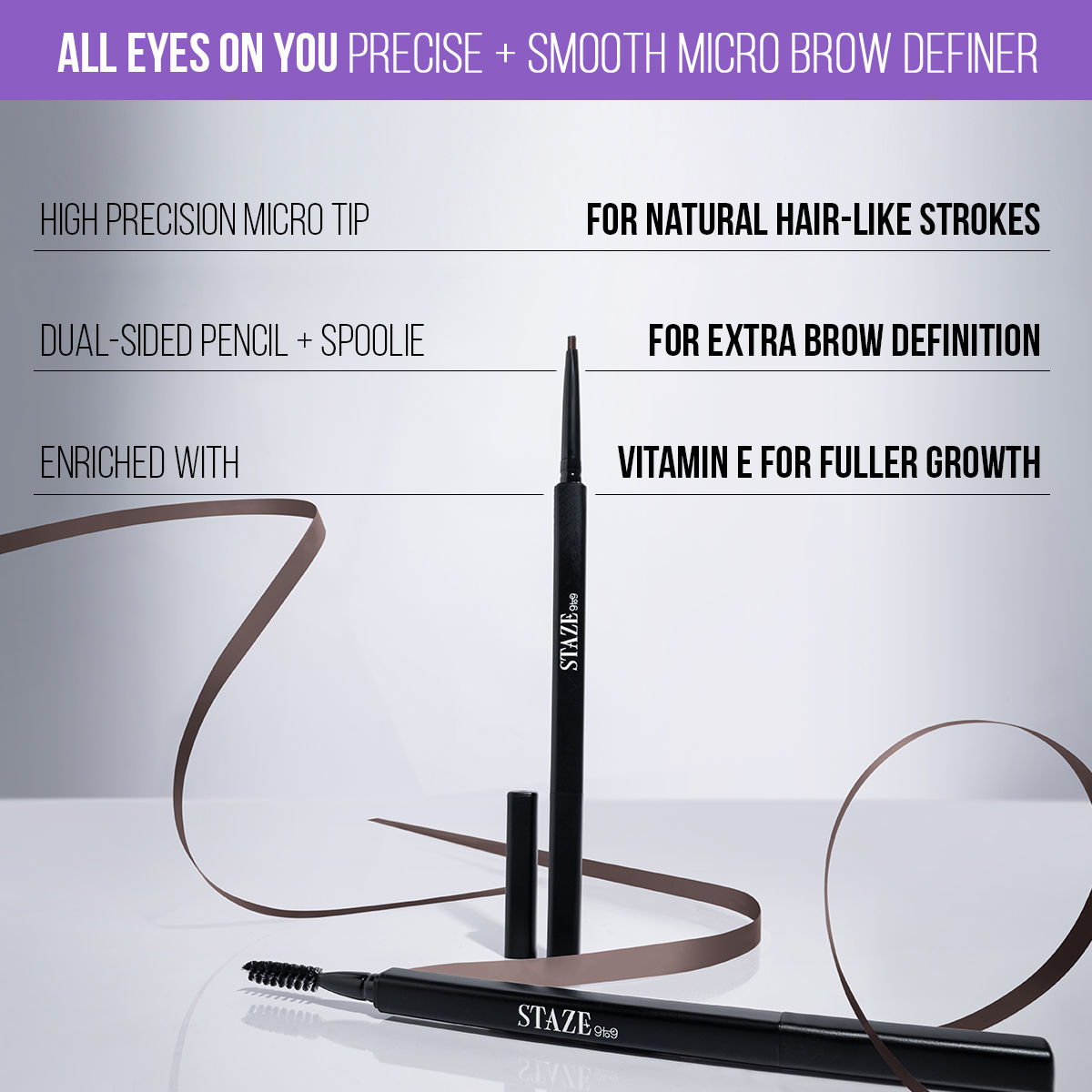 Staze Instant Brow Definer Pen with Spoolie |01 Natural Brown