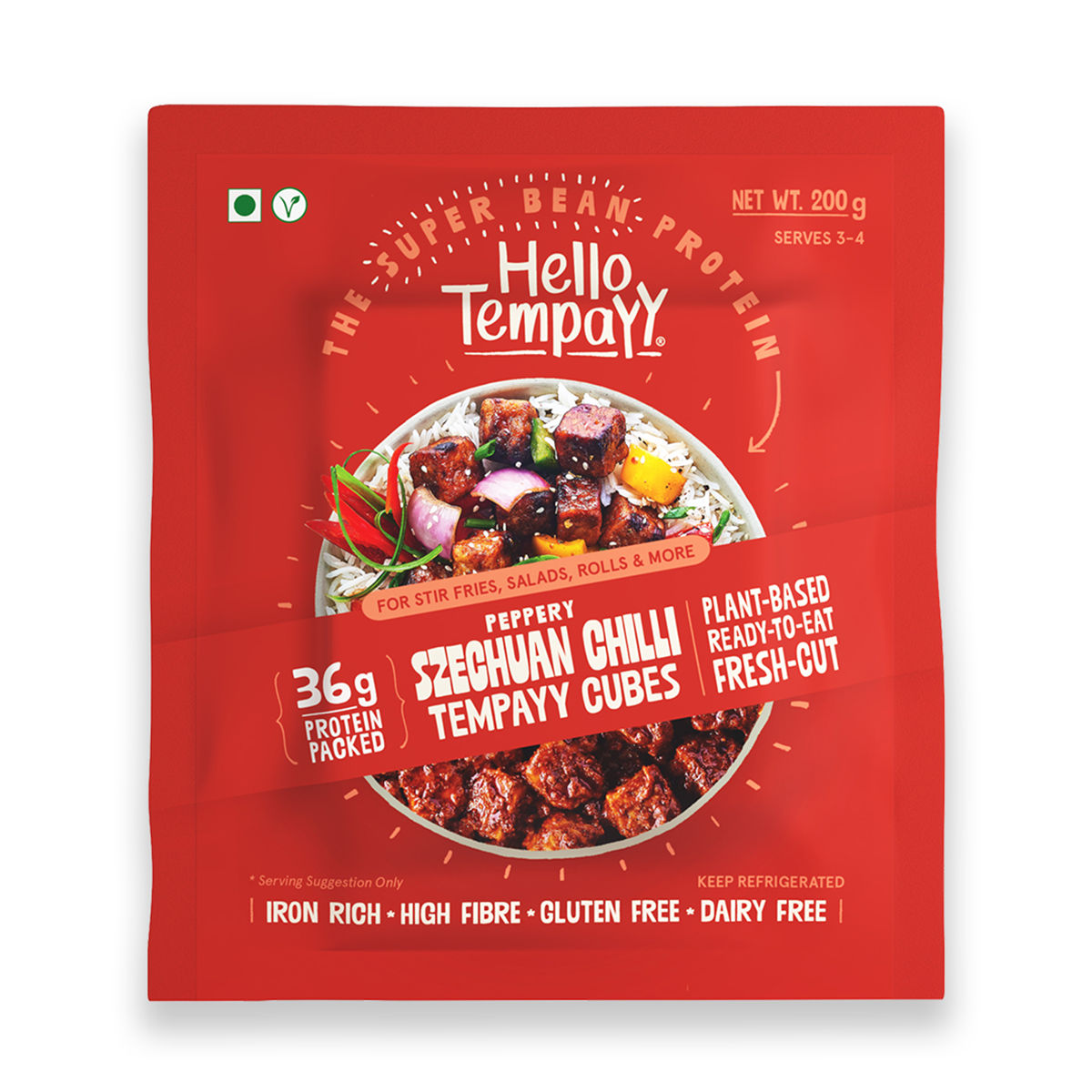 Hello Tempayy 36g Protein Tempeh Cubes | Szechuan - Low Fat & High Fibre