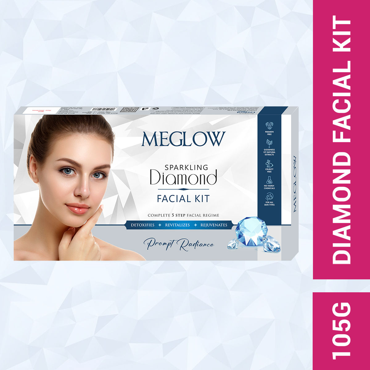 Meglow 5-Step Diamond Facial Kit | Perfect for a Radiant | Glowing Complexion