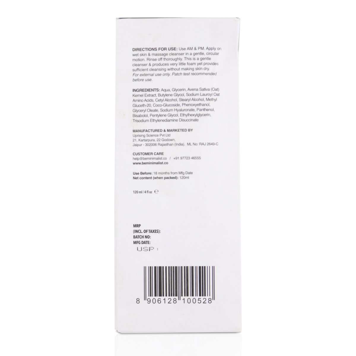 Minimalist 6% Oat Extract Gentle Cleanser For Sensitive Skin