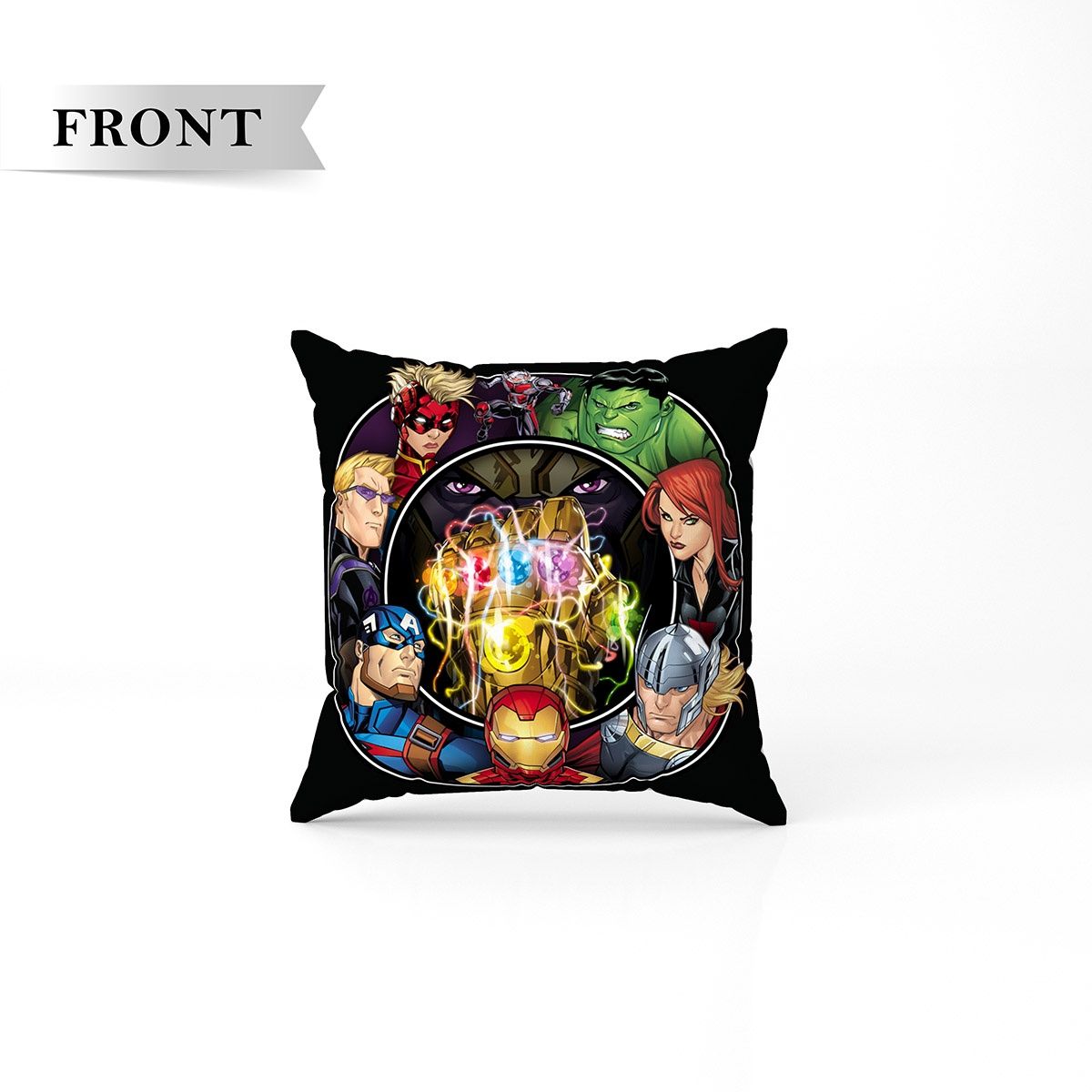 Sassoon Marvel Avenger Reversible Printed Filled Cushion | Black | 40 x 40 cm