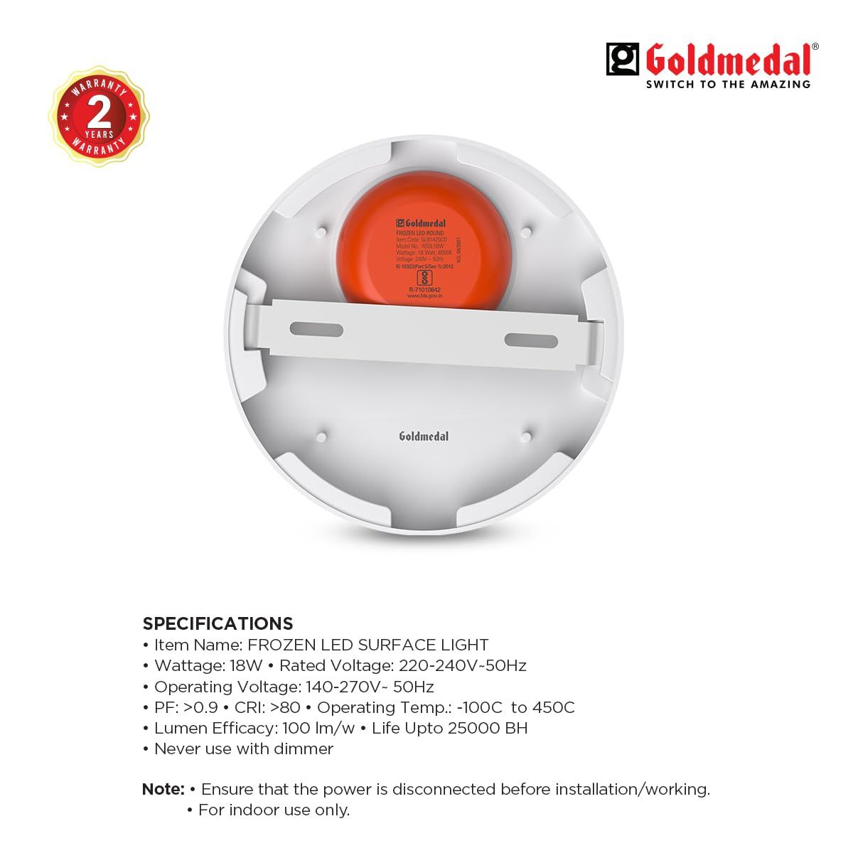 Goldmedal Frozen 18W Led Surface Light -Round