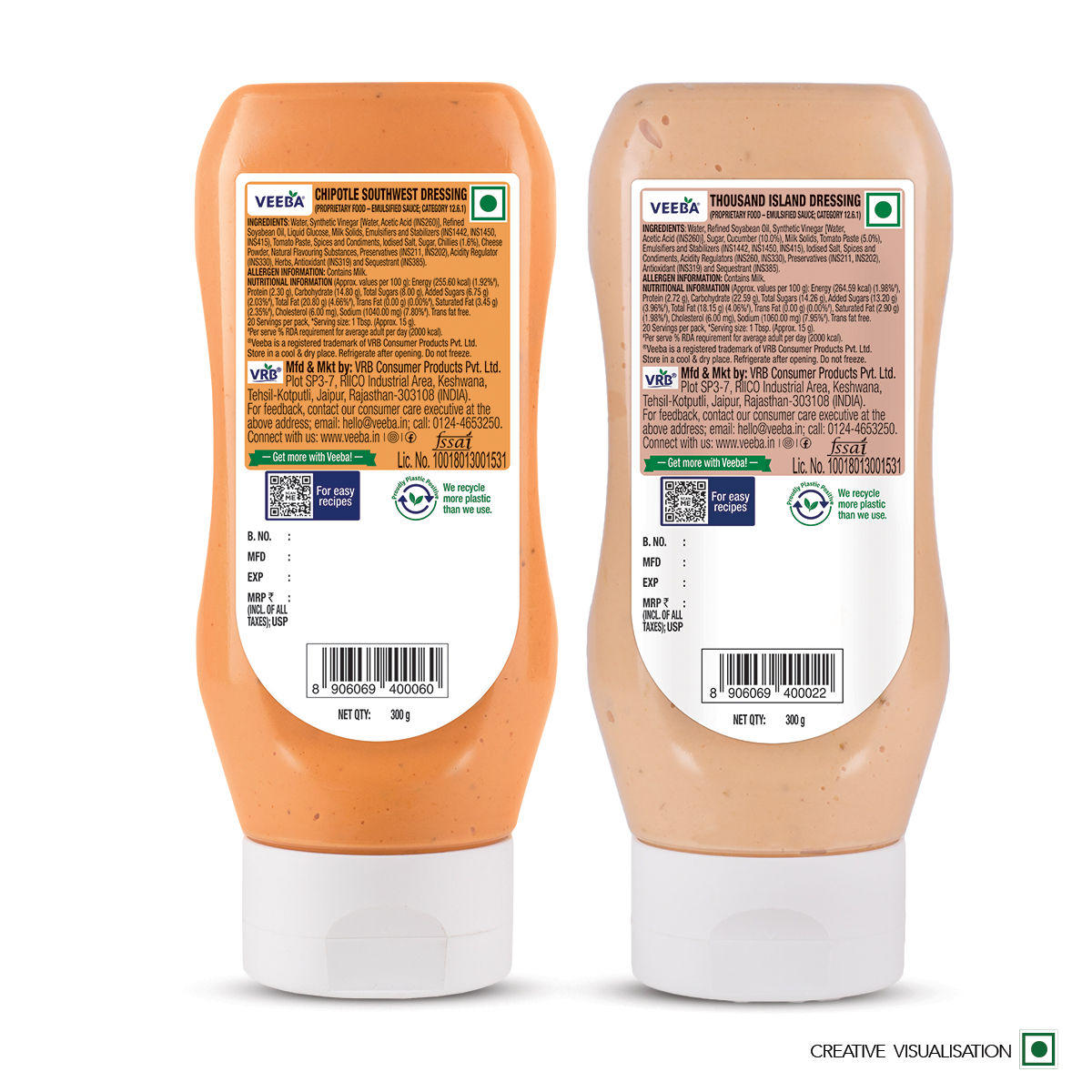 Veeba Thousand Island Dressing (300g) & Veeba Chipolte Southwest Dressing (300g) Combo
