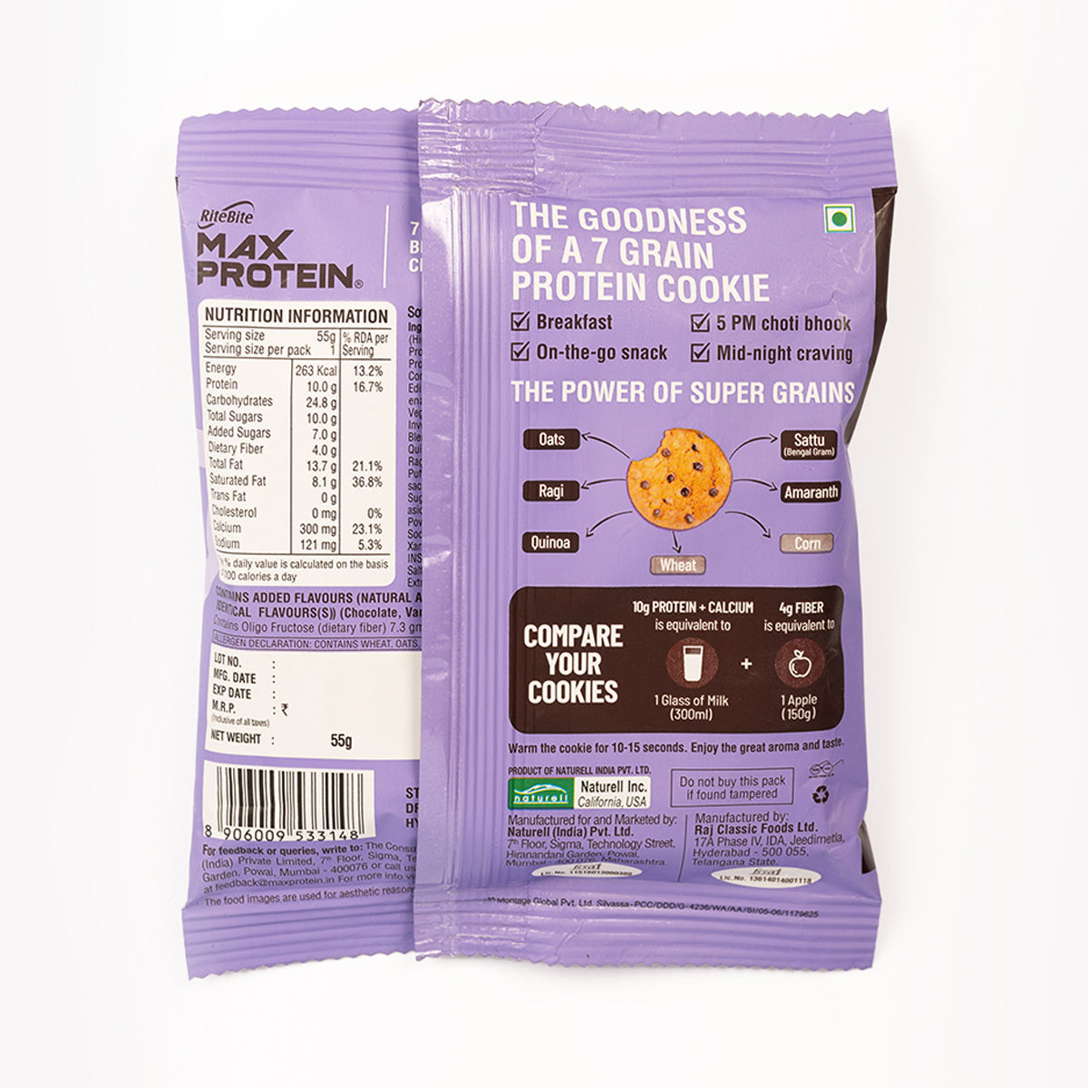 Max Protein Choco Chips Flavoured Biscuits | Maida-free