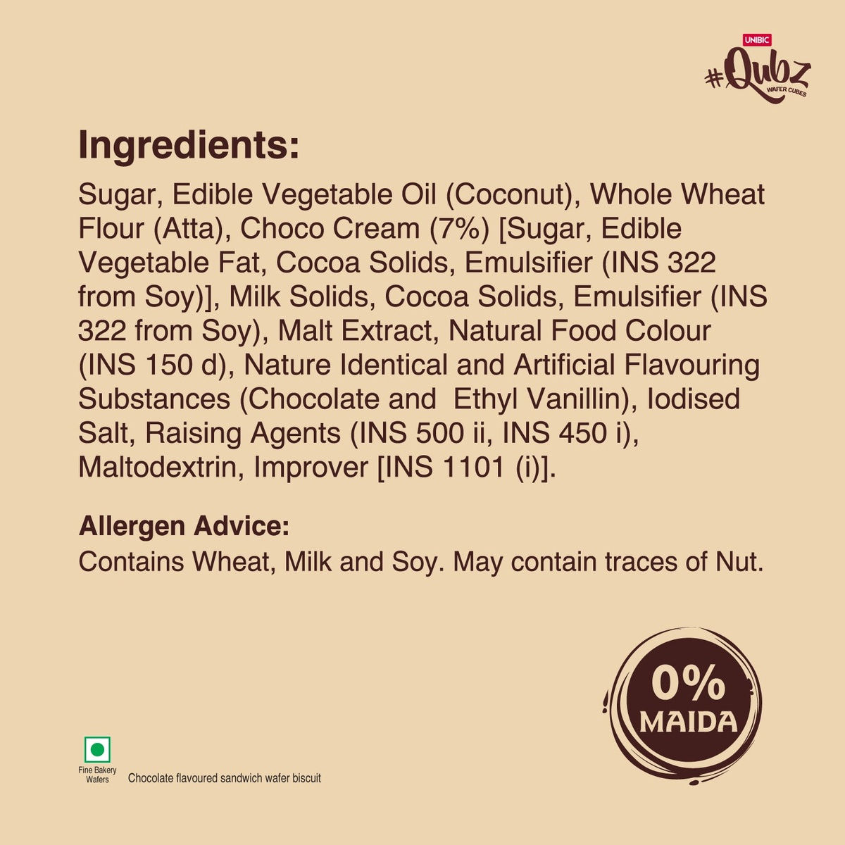 Unibic Wafer Belgium Chocolate Qubz 120 g Combo