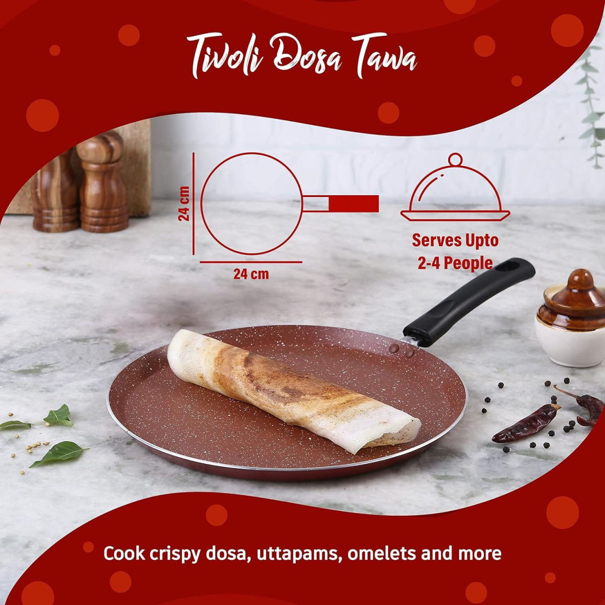 Wonderchef Tivoli Cookware Set Red
