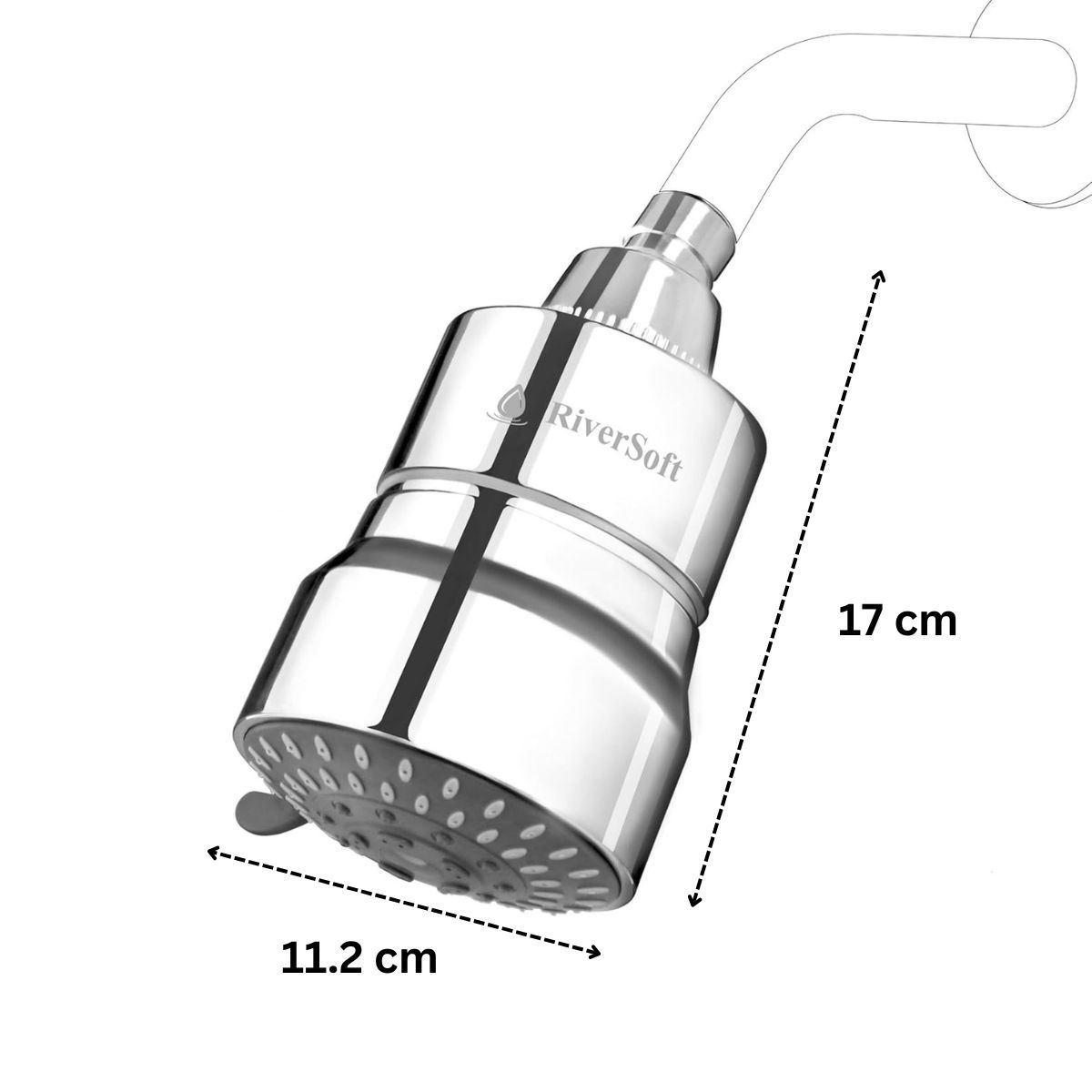 Riversoft Diva-05 Shower Filter For Hard Water With 15 Stages | 5 Mode Spray Setting (Chrome)