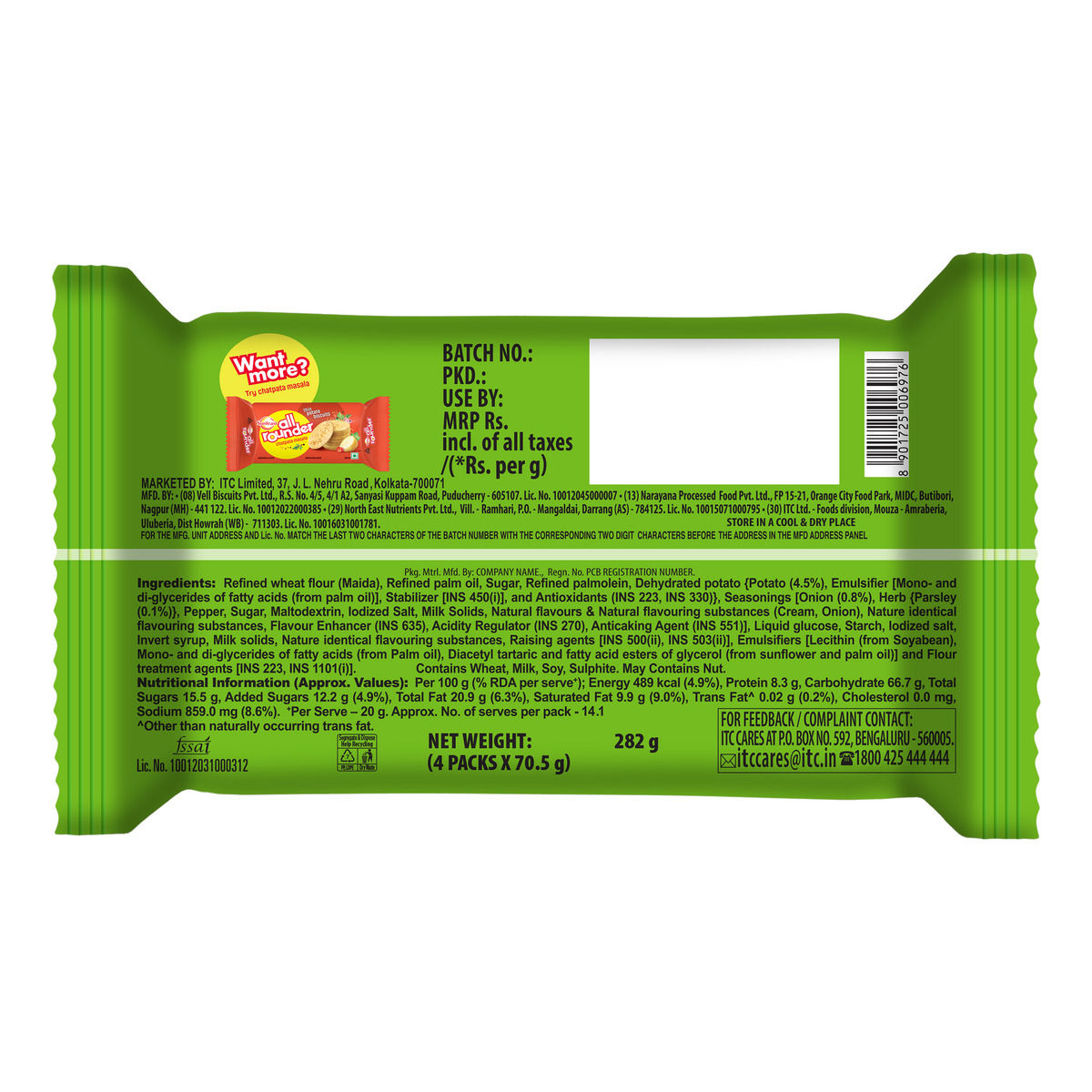 Sunfeast All Rounder, Thin, Light & Crunchy Potato Biscuit with Cream & Herb Flavour