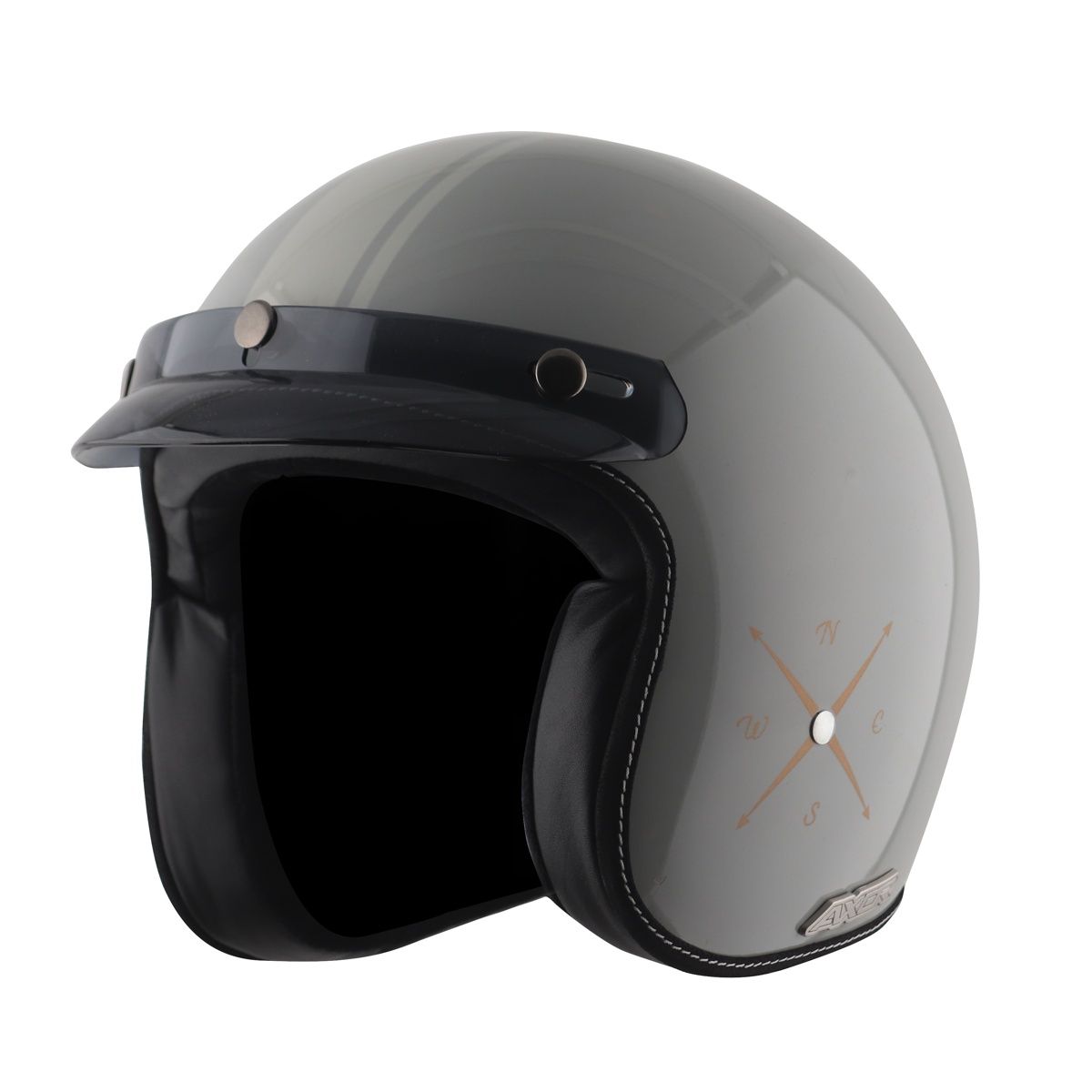 Axor Retro Jet Euro Globe Isi Ece And Dot Certified Open Face Helmet - Cool Grey Helmet - XL