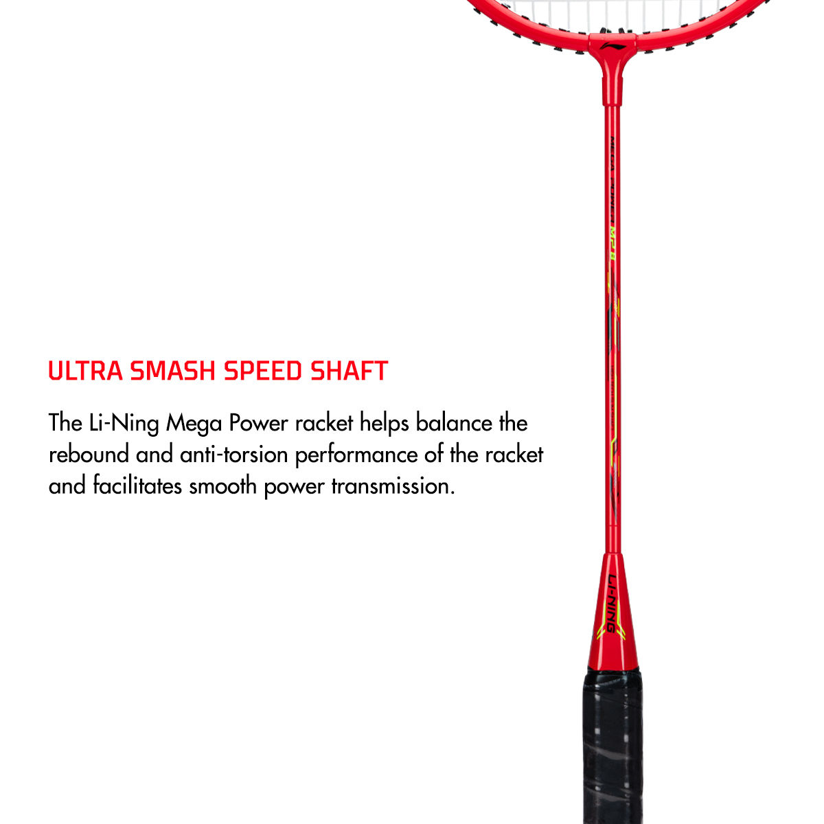 Li-Ning Mega Power Mp8 Badminton Racket- Fire Red (Strung)