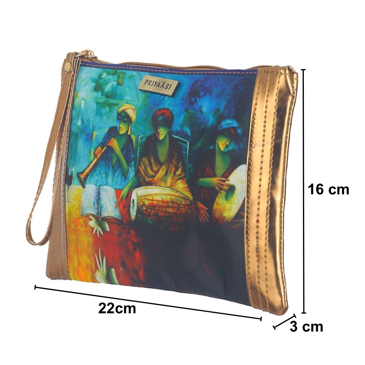 Priyaasi Women's Abstract Fabric 1 L Zipper Pouch | Multicolour - One Size