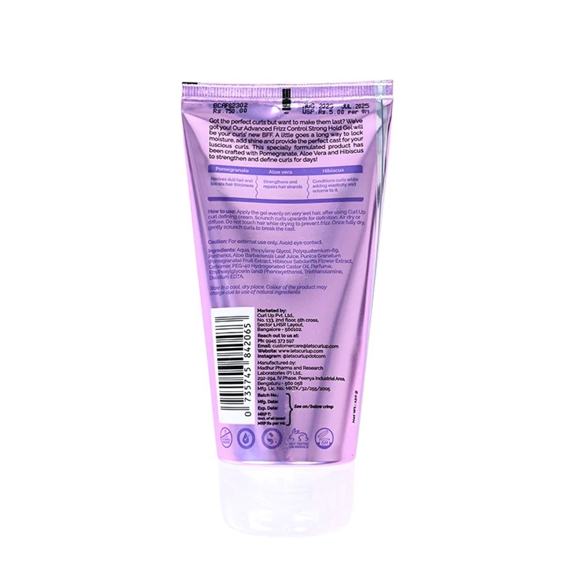 Curl Up Advanced Frizz Control Strong Hold Hair Gel | Defines Curls | For Frizzy Wavy & Curly Hair