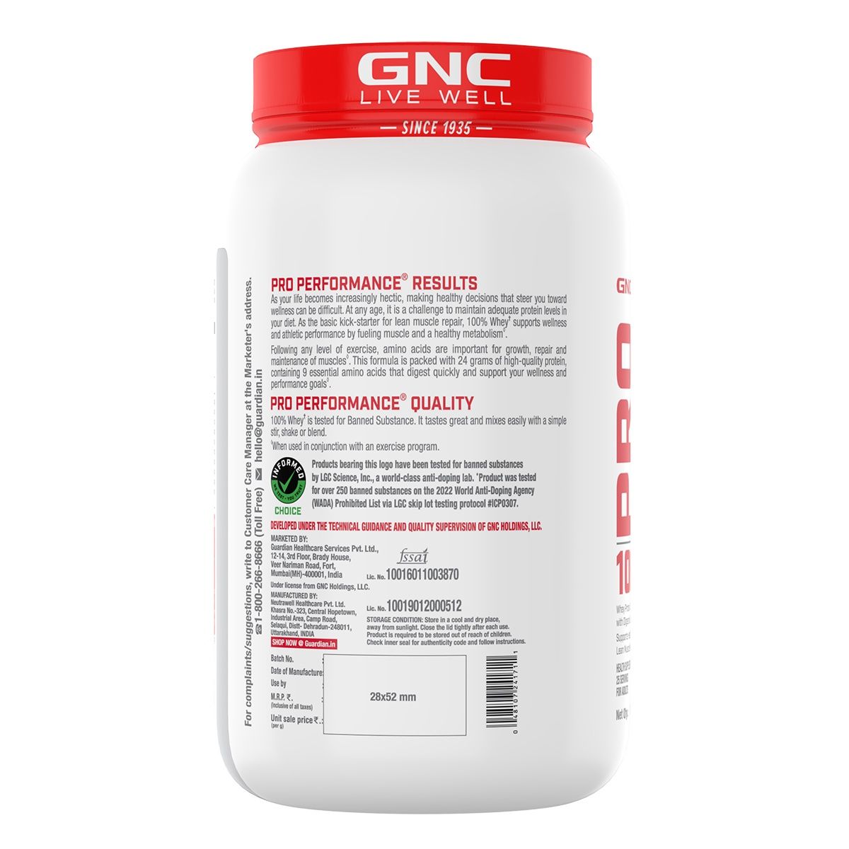 GNC Pro Performance 100% Whey Protein Powder Creamy Strawberry 2 lbs