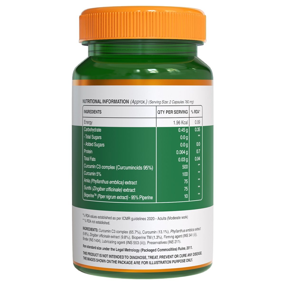 Pure Nutrition Curcumin with C3 Complex Bioperine Amla & Sunthi Extracts - 60 VEG Capsules
