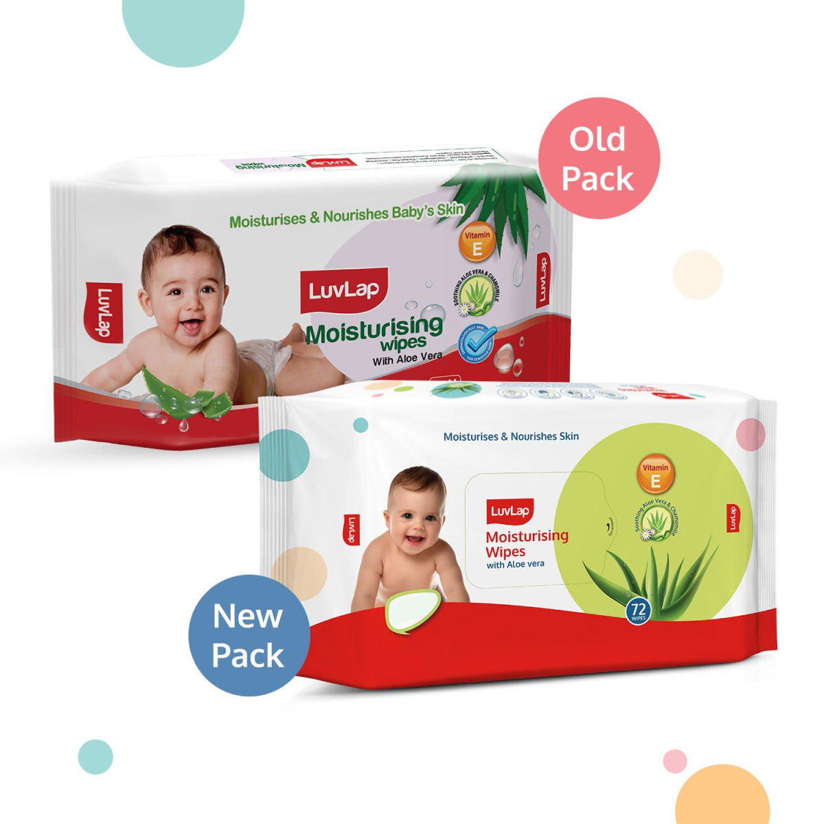 Luvlap Baby Wipes with Aloe Vera (with LID) 72 pc Combo